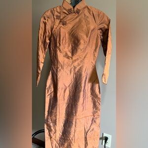 Vintage 1960s Copper cheongsam Dress XXS
